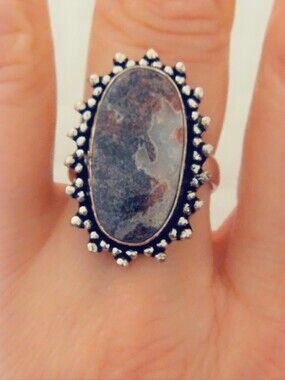 Adjustable Gemstone Statement Ring Overlay Sterling Silver Plated